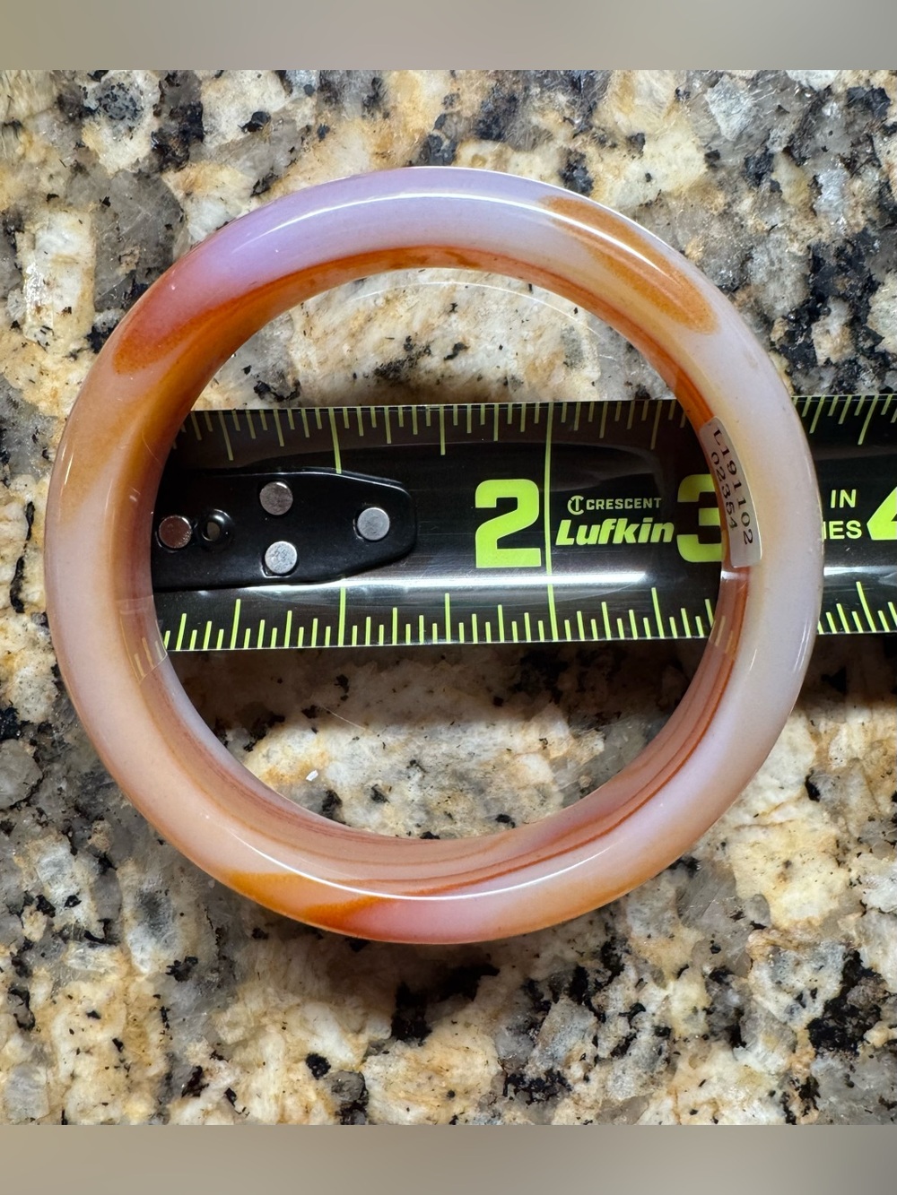 🌿 Natural Agate Stone Bangle Bracelet 55mm Pink Orange Cream Polished - Picture 4 of 6